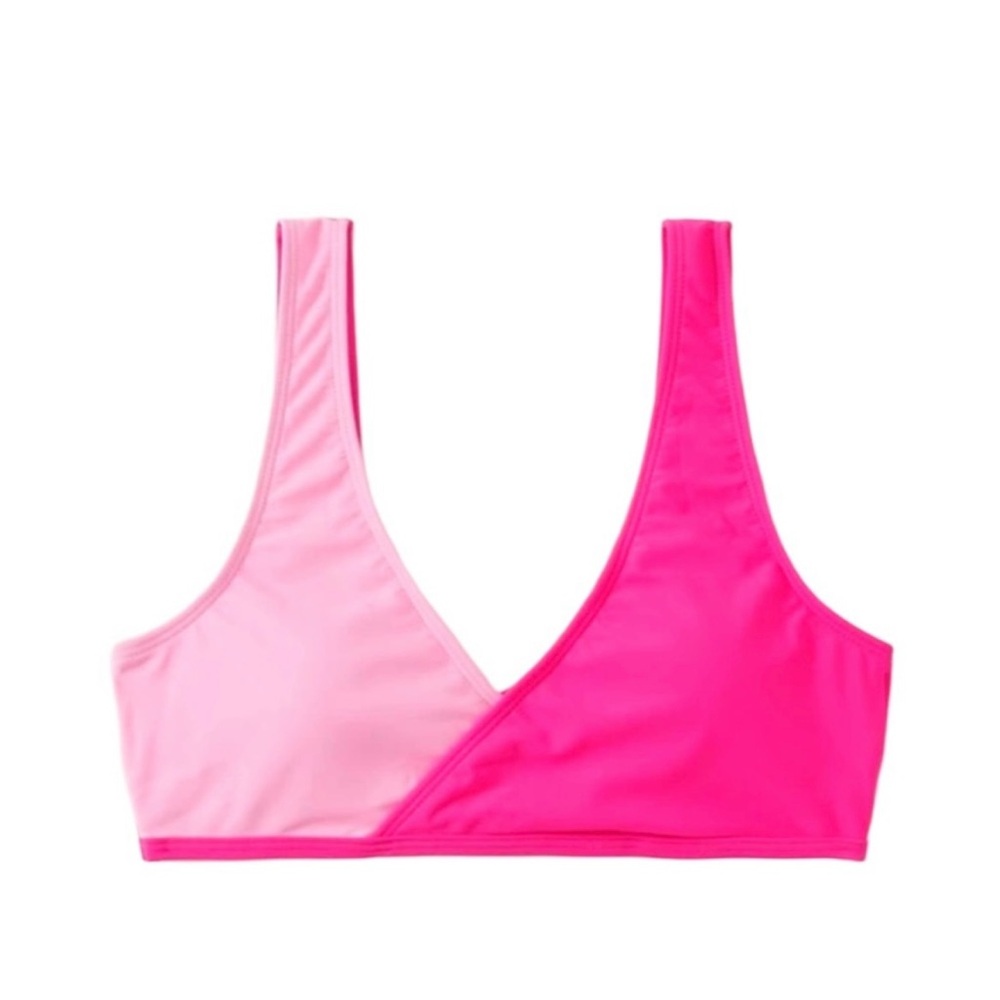 Two-toned pink bikini top, size L. Brand new, has not been used.